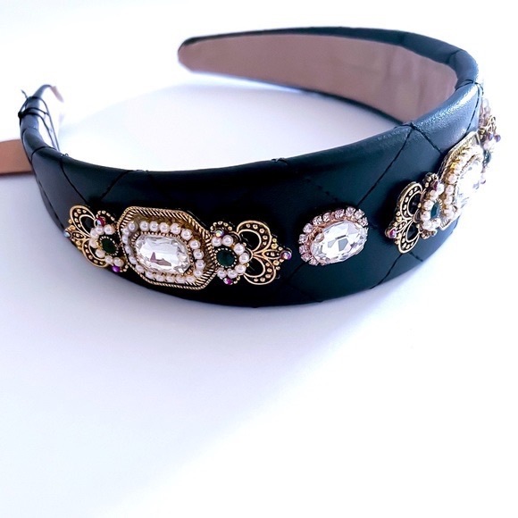 🛍🆕 BLING HEADBAND BLACK EMBELLISHED CRYSTAL RHINESTONE HEADBAND - Picture 4 of 6